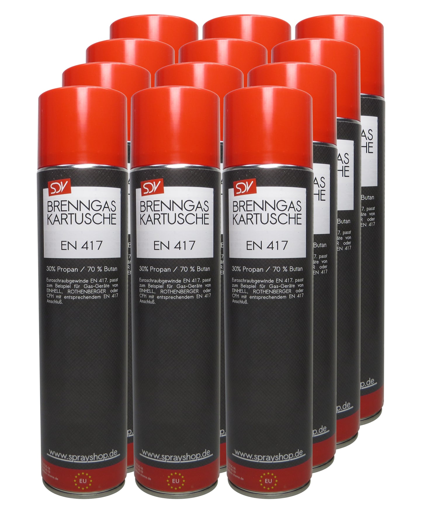 Brenngas Kartusche 12x 600ml EN417 330g Gaskartusche Universalgas