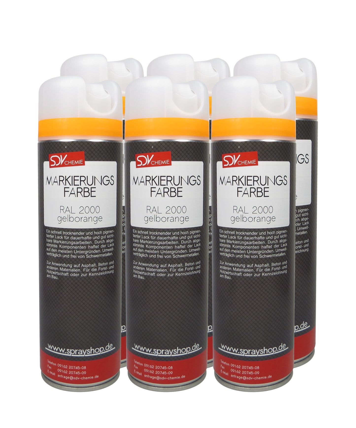 Markierungsfarbe gelborange 6x 500ml Markierspray Markierungsspray