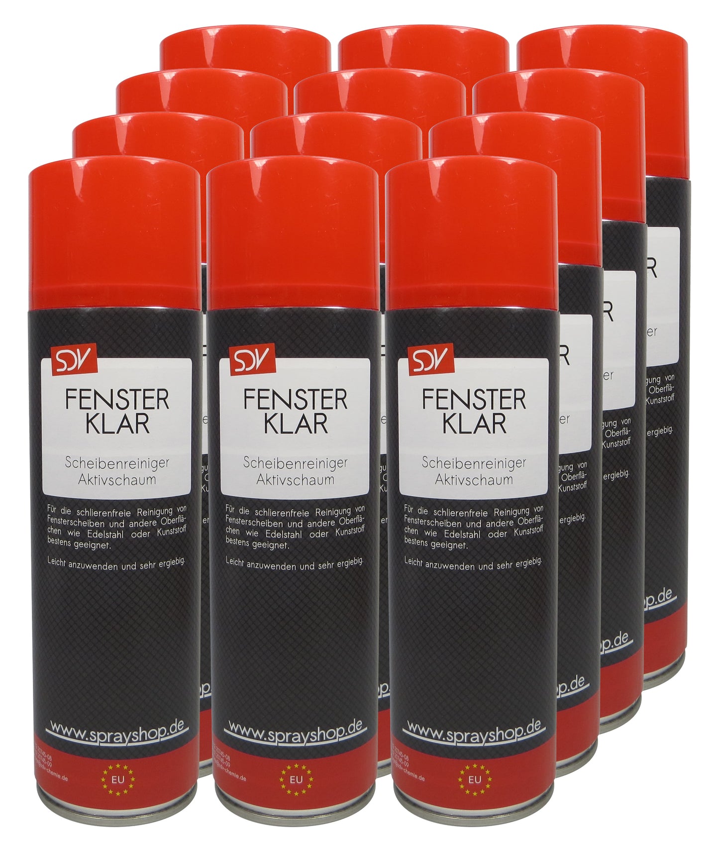 Fenster Klar Scheibenreiniger 12x 500ml Scheibenschaum Glasreiniger