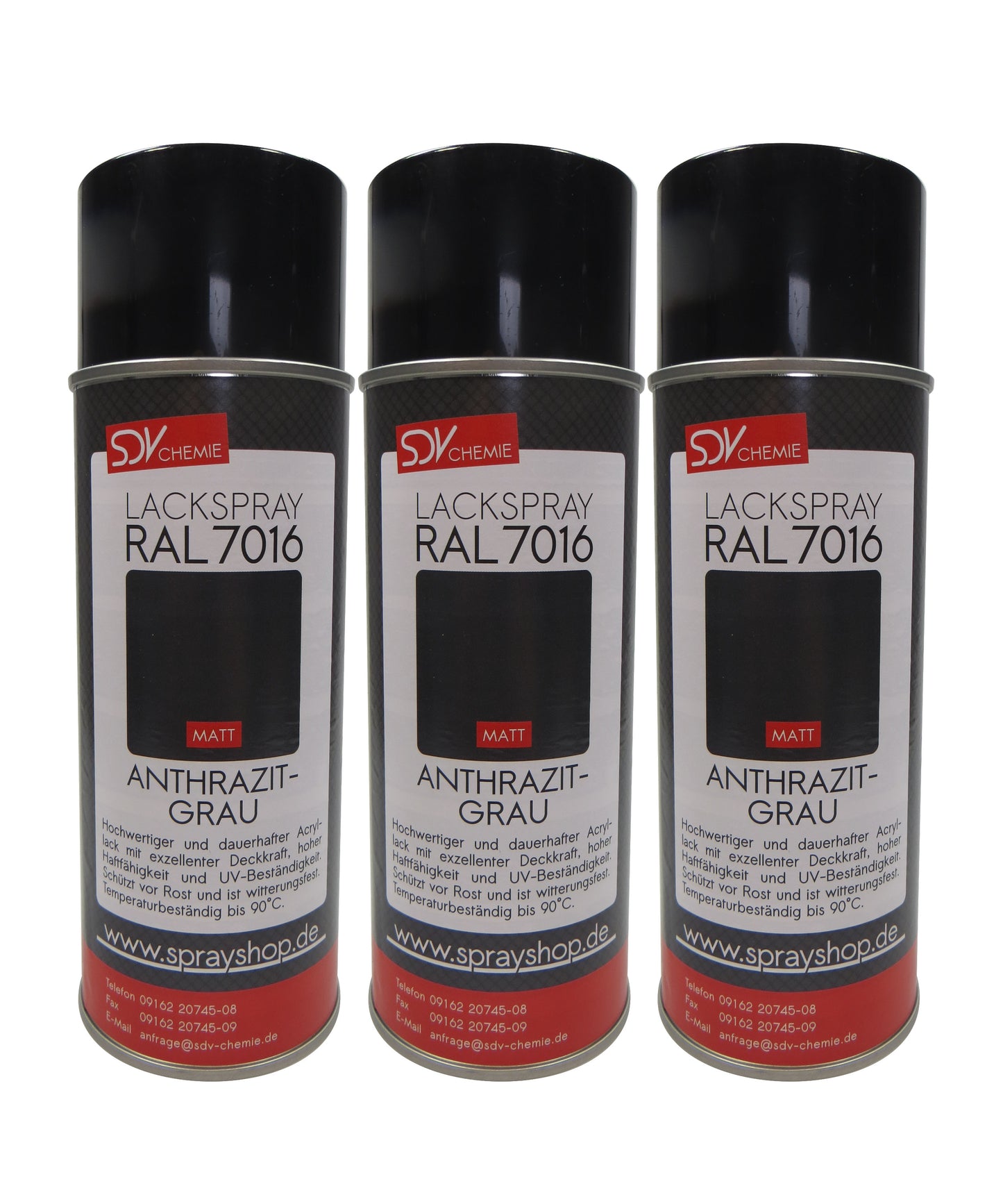 Lackspray RAL 7016 ANTHRAZITGRAU matt 3x 400ml grau Acryllack