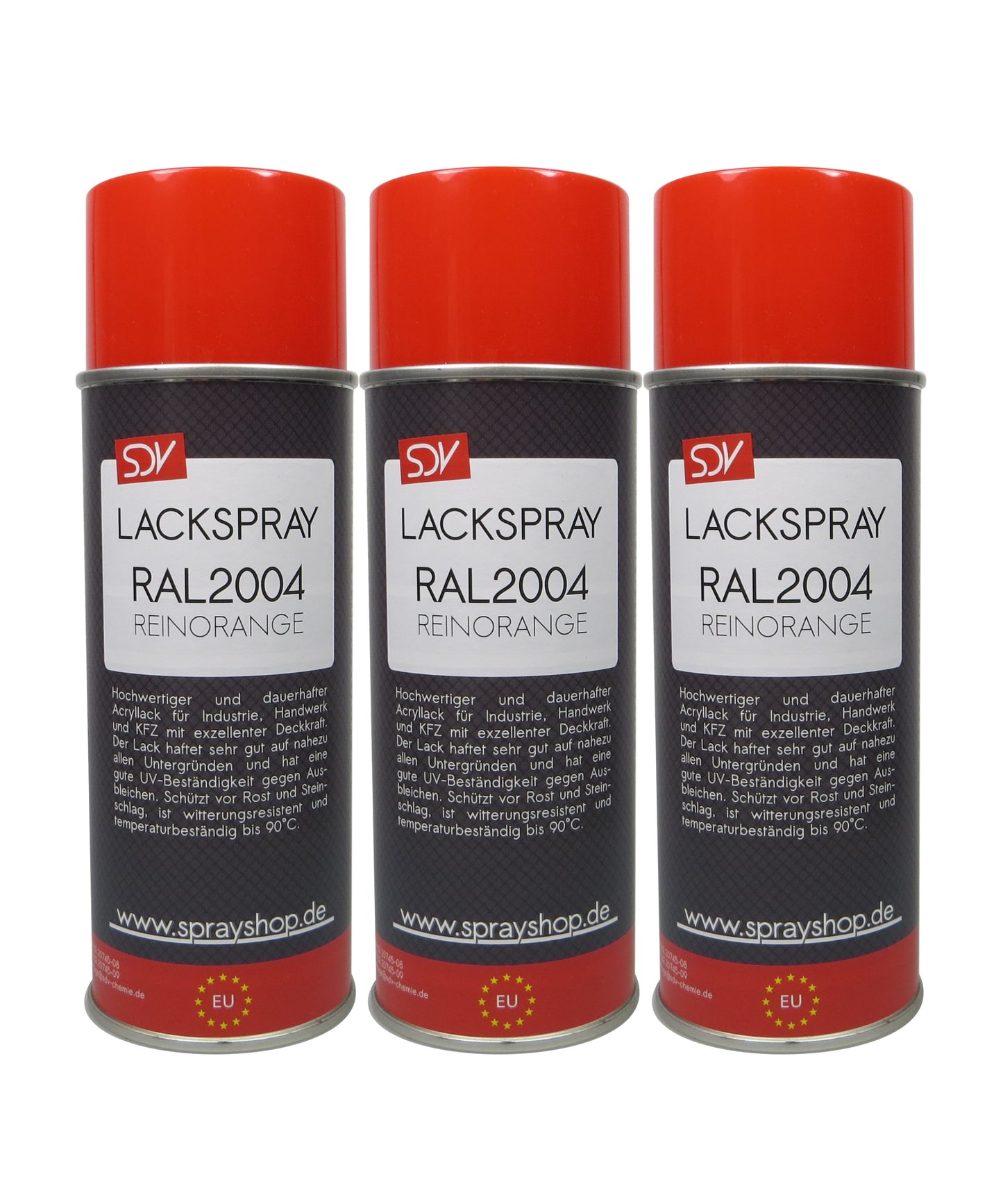 Lackspray RAL 2004 REINORANGE glänzend 3x 400ml Acryllack