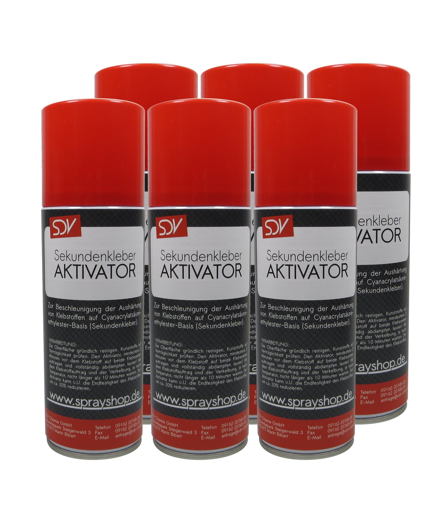 Aktivator für Sekundenkleber 6x 200ml Cyanacrylat CA-Aktivator