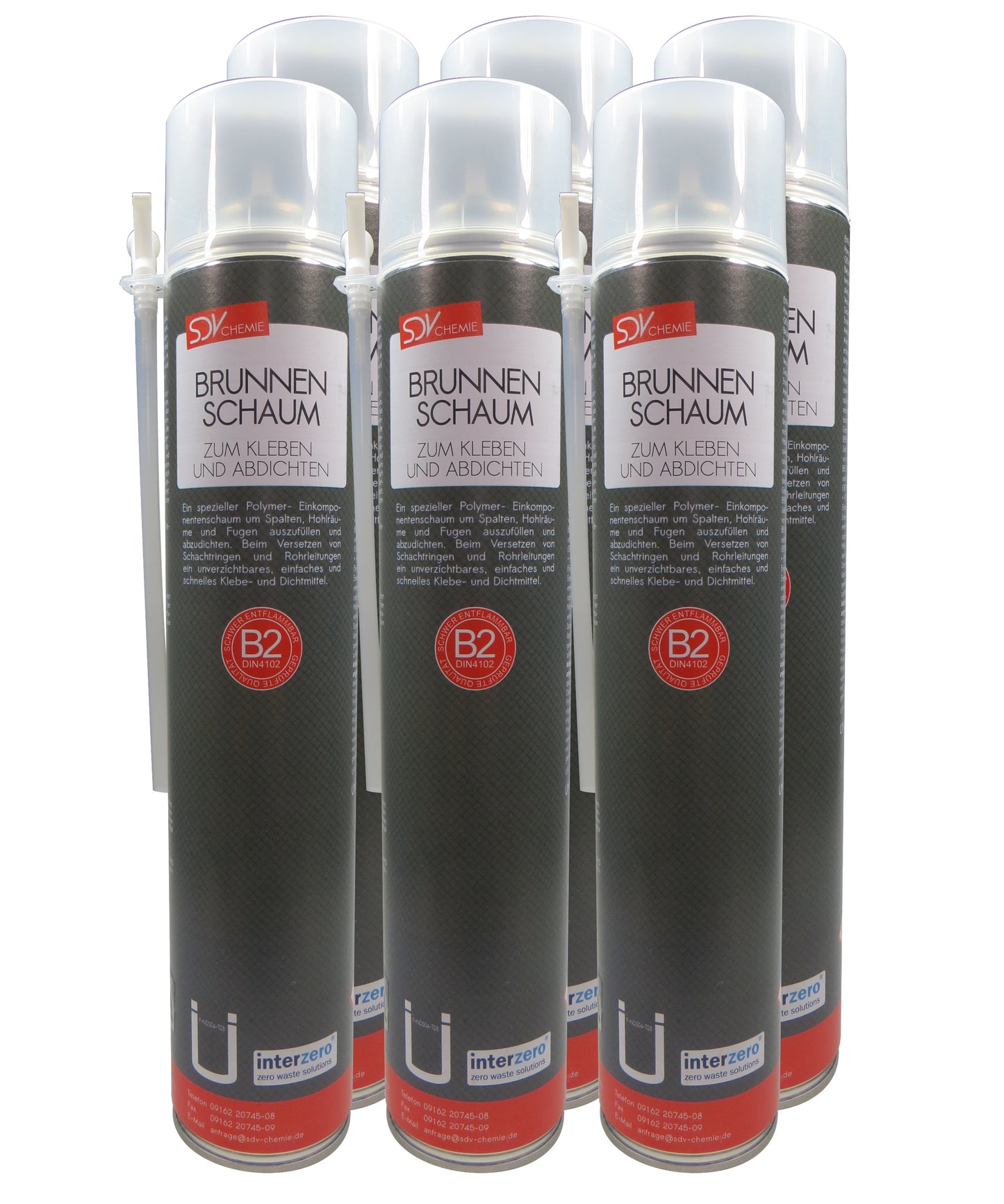 Brunnenschaum B2 6x 750ml Montageschaum Schachtschaum