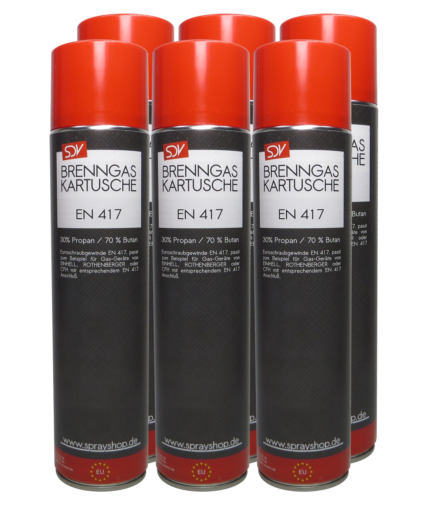 Brenngas Kartusche 6x 600ml EN417 330g Gaskartusche Universalgas