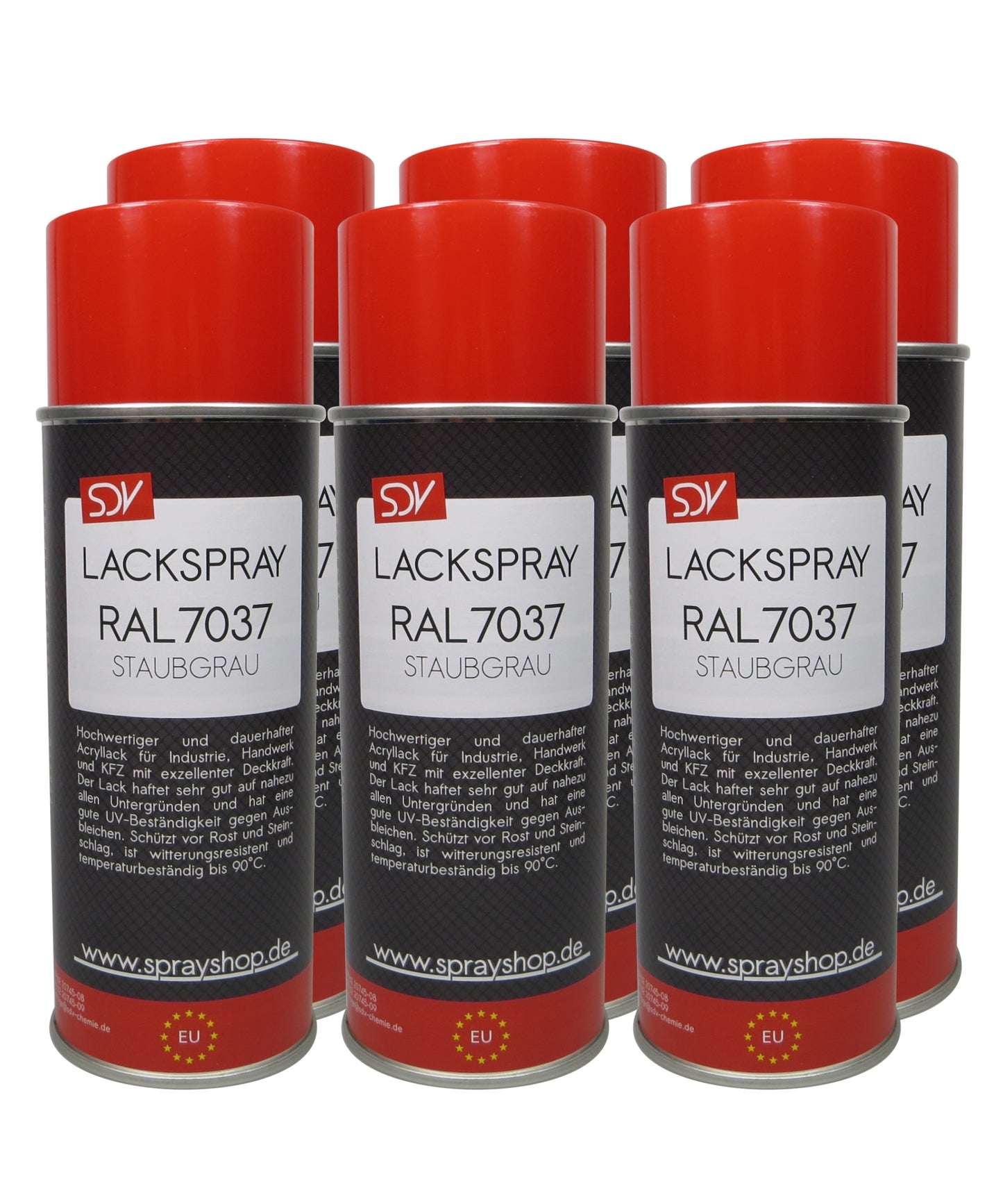 Lackspray RAL 7037 STAUBGRAU glänzend 6x 400ml Acryllack