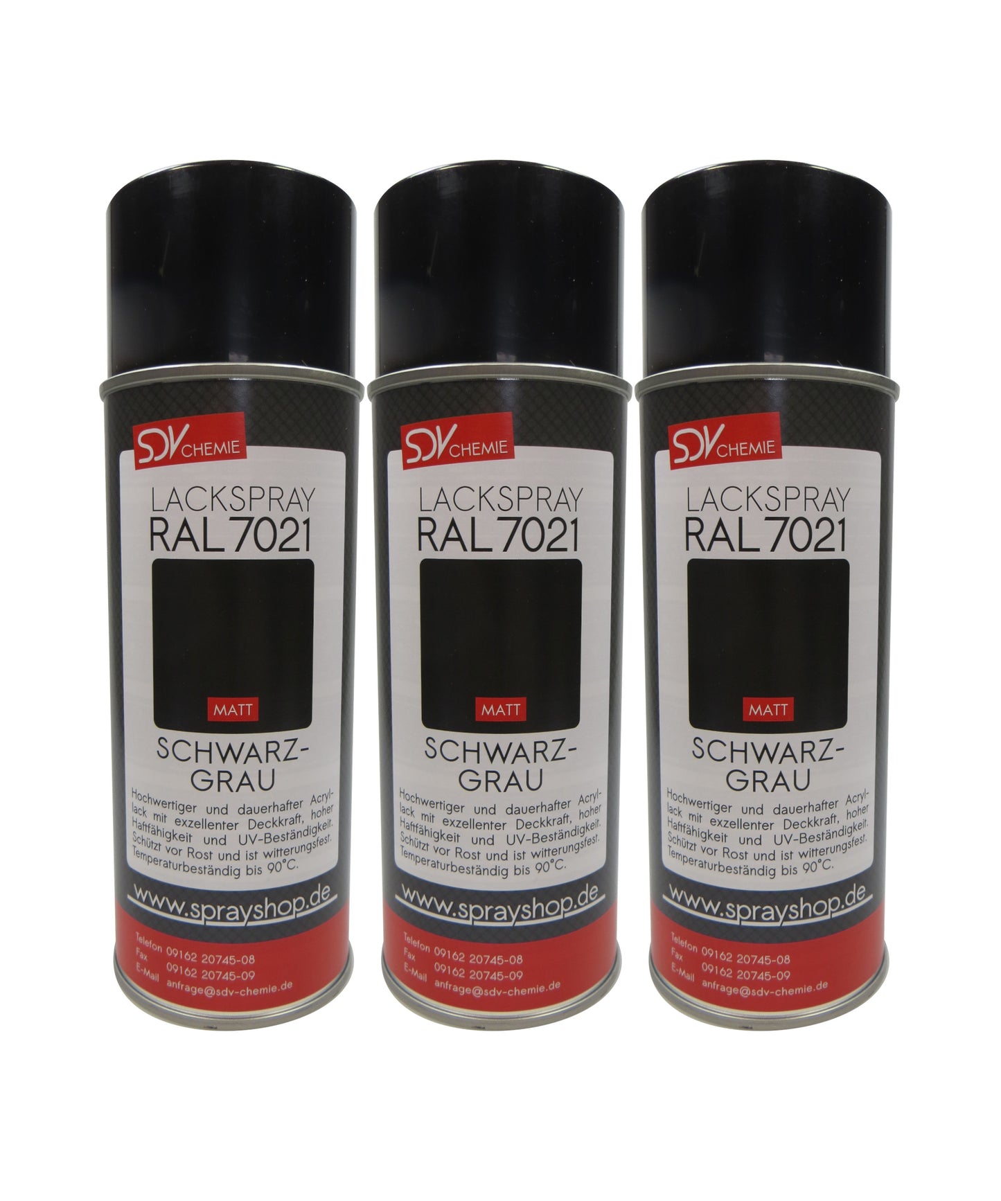Lackspray RAL 7021 SCHWARZGRAU matt 3x 400ml grau Acryllack