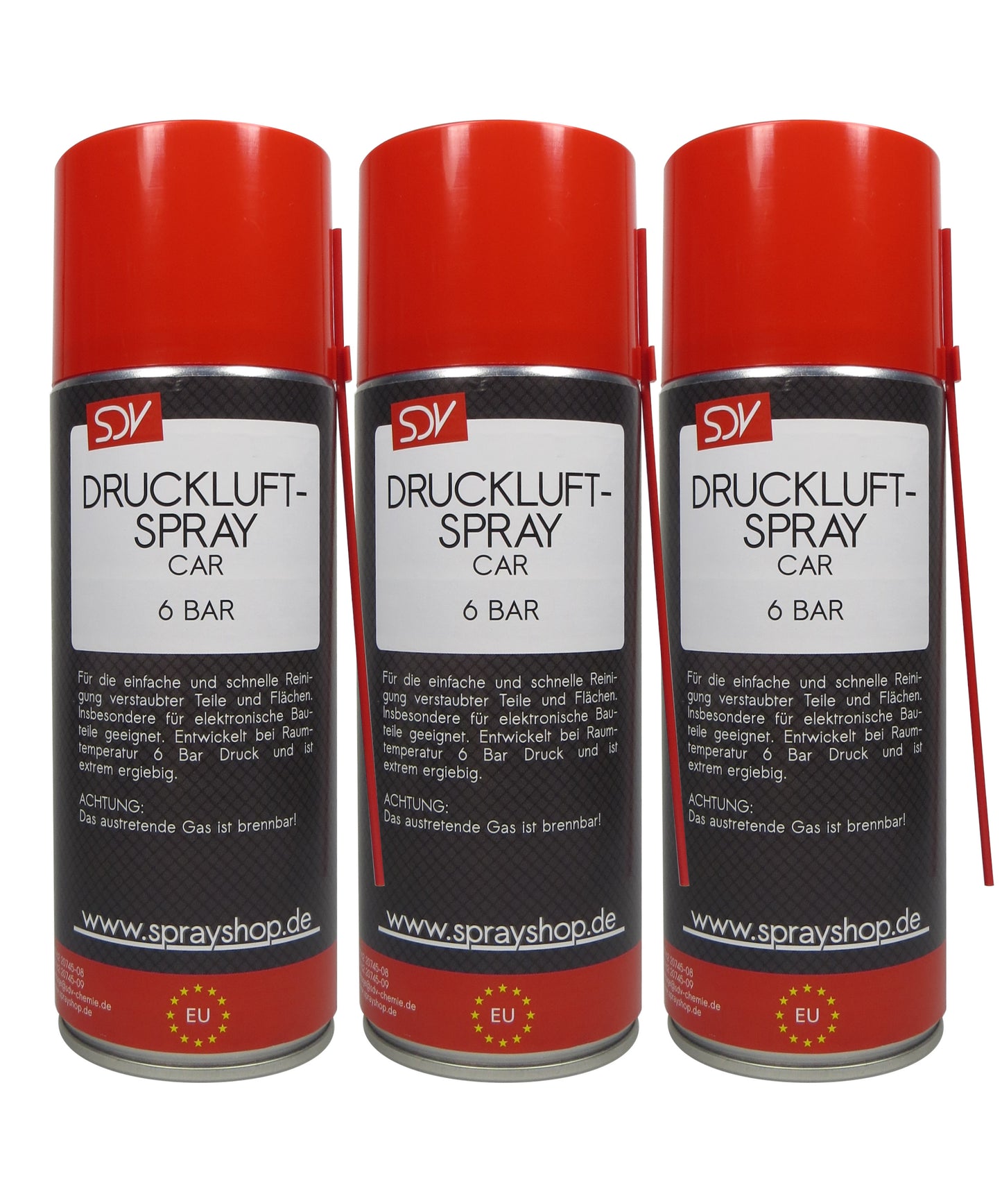 Druckluftspray CAR 3x 400ml Air Duster Druckluftreiniger