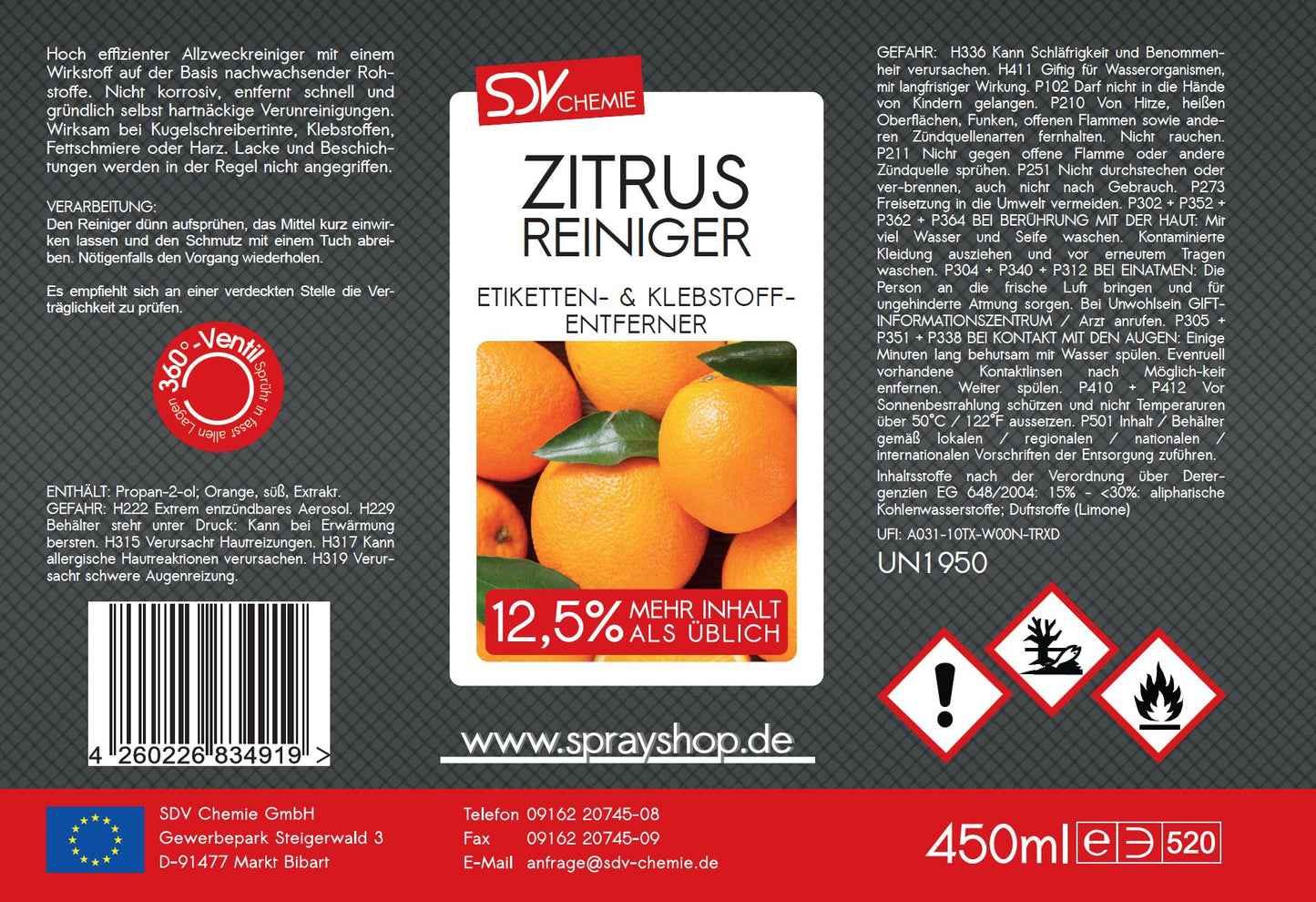Citrusreiniger 12x 450ml Zitrusreiniger Universalreiniger