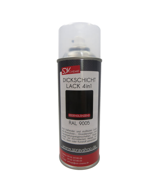 Dickschicht Lackspray RAL 9005 schwarz seidenglänzend 1x 400ml TIEFSCHWARZ Kunstharzlack