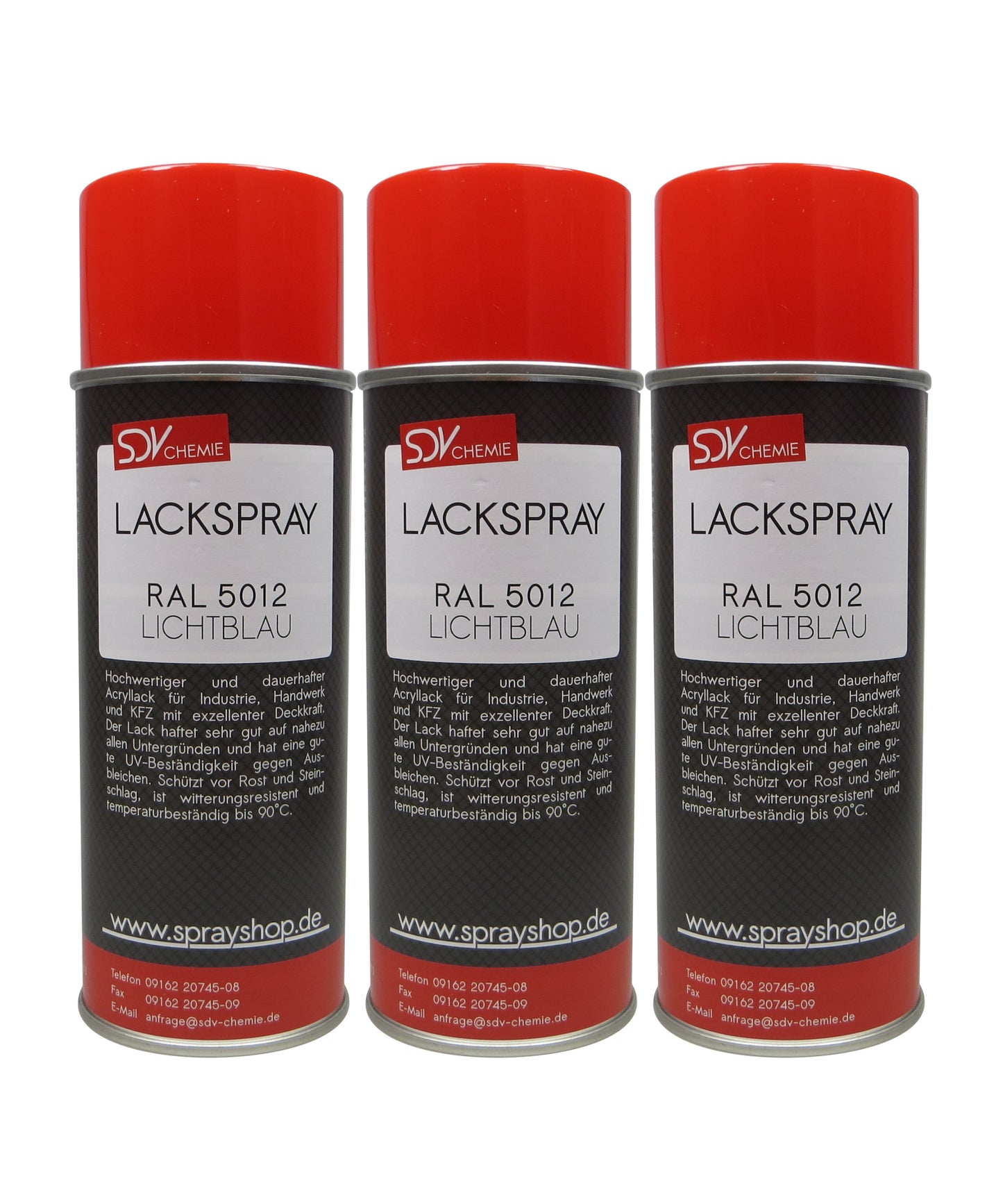 Lackspray RAL 5012 LICHTBLAU glänzend 3x 400ml Acryllack