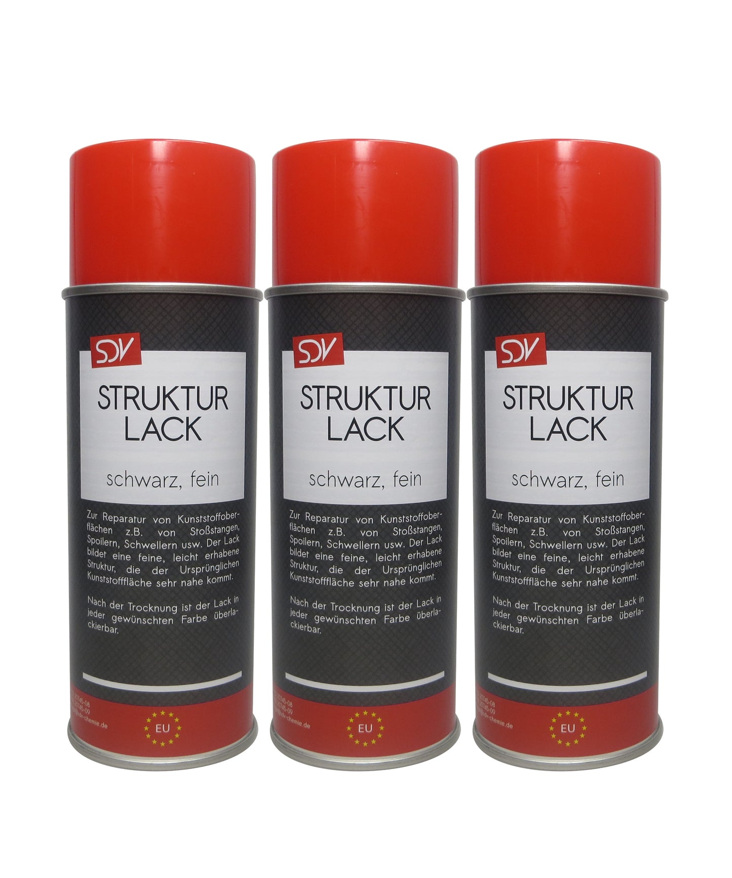 Strukturlack Spray 3x 400ml schwarz fein Kunststoff Struktur Spray