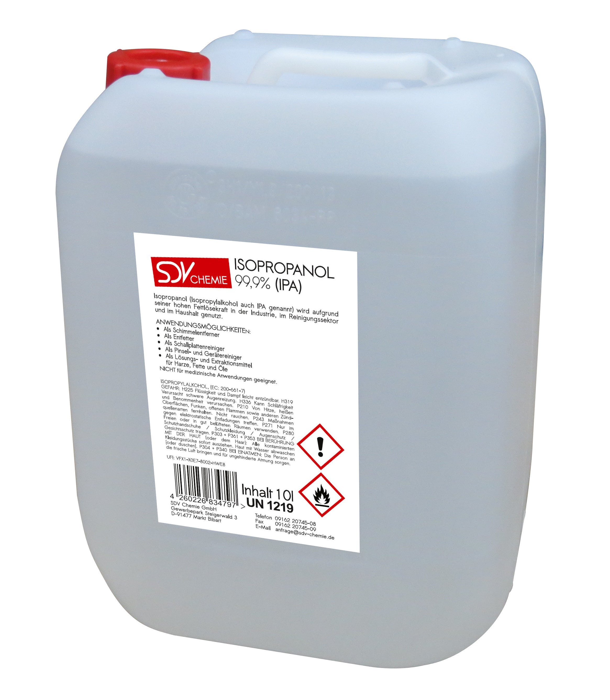 Isopropanol 1x 10 Liter Kanister mit DIN 51 Gewinde – SDV Chemie