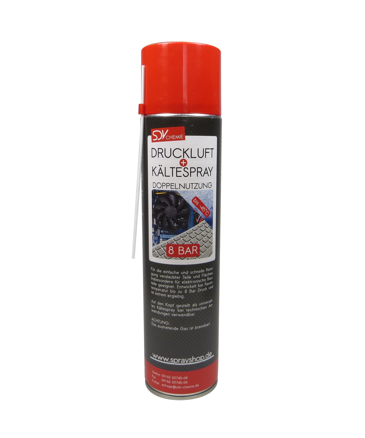 Druckluft- u. Kältespray 1x 600ml Druckluftreiniger Eis Kühl Spray