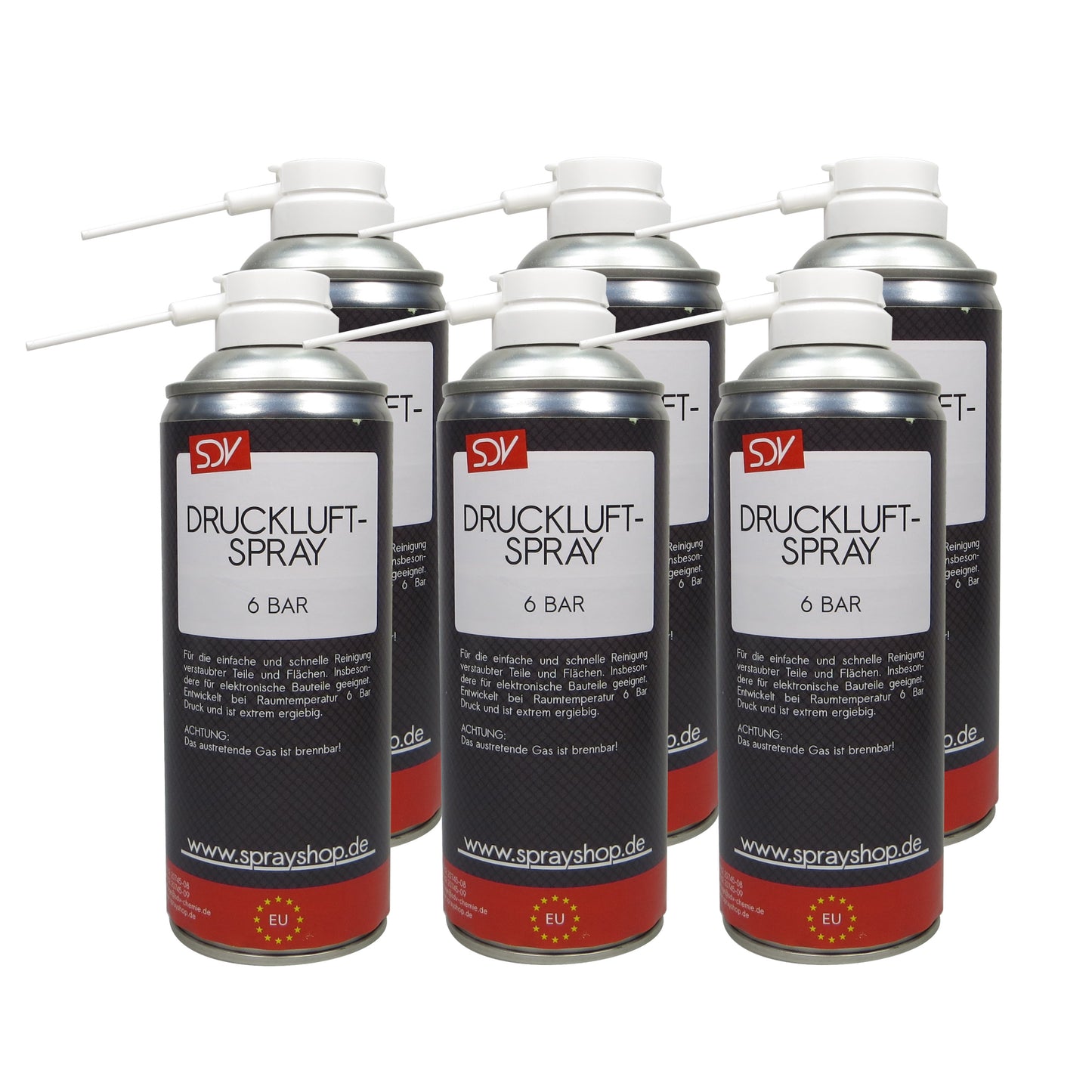 Druckluftspray 6x 400ml Air Duster Druckluftreiniger