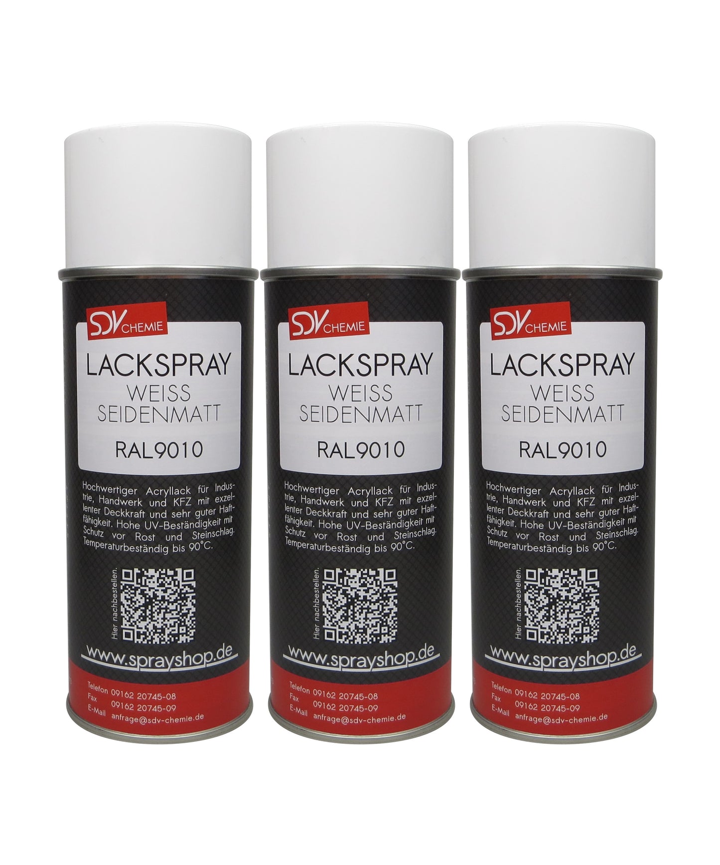 Lackspray RAL 9010 weiß seidenmatt 3x 400ml REINWEISS weiss Acryllack