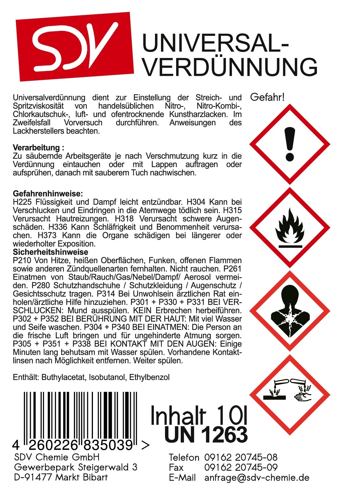 Universalverdünnung 1x 10 Liter Kanister Etikett