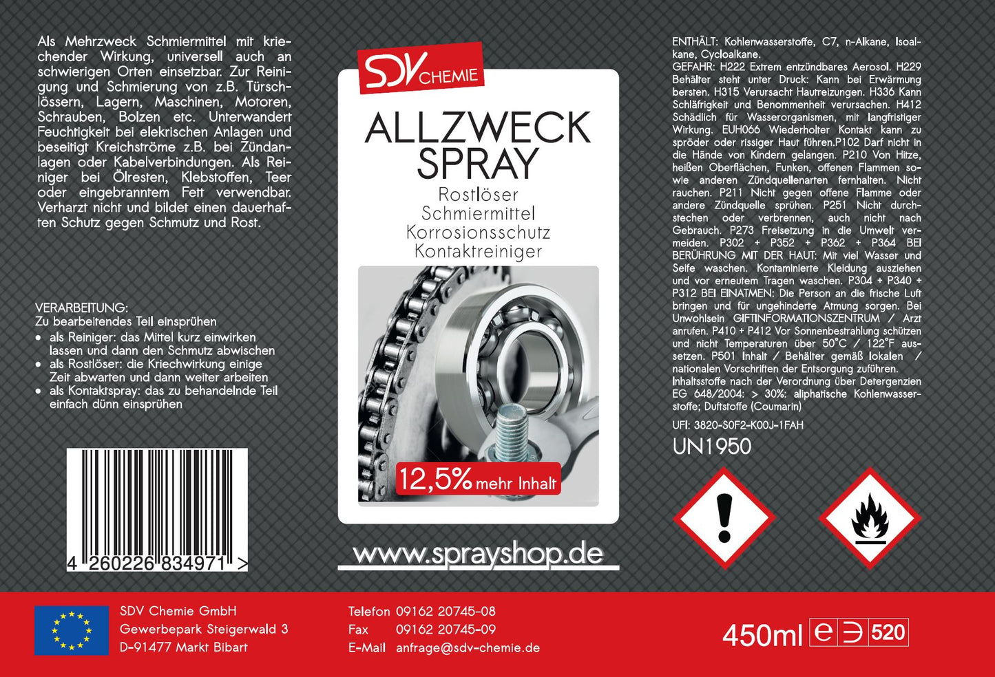 Allzweckspray 3x 450ml Multiöl Pflegeöl