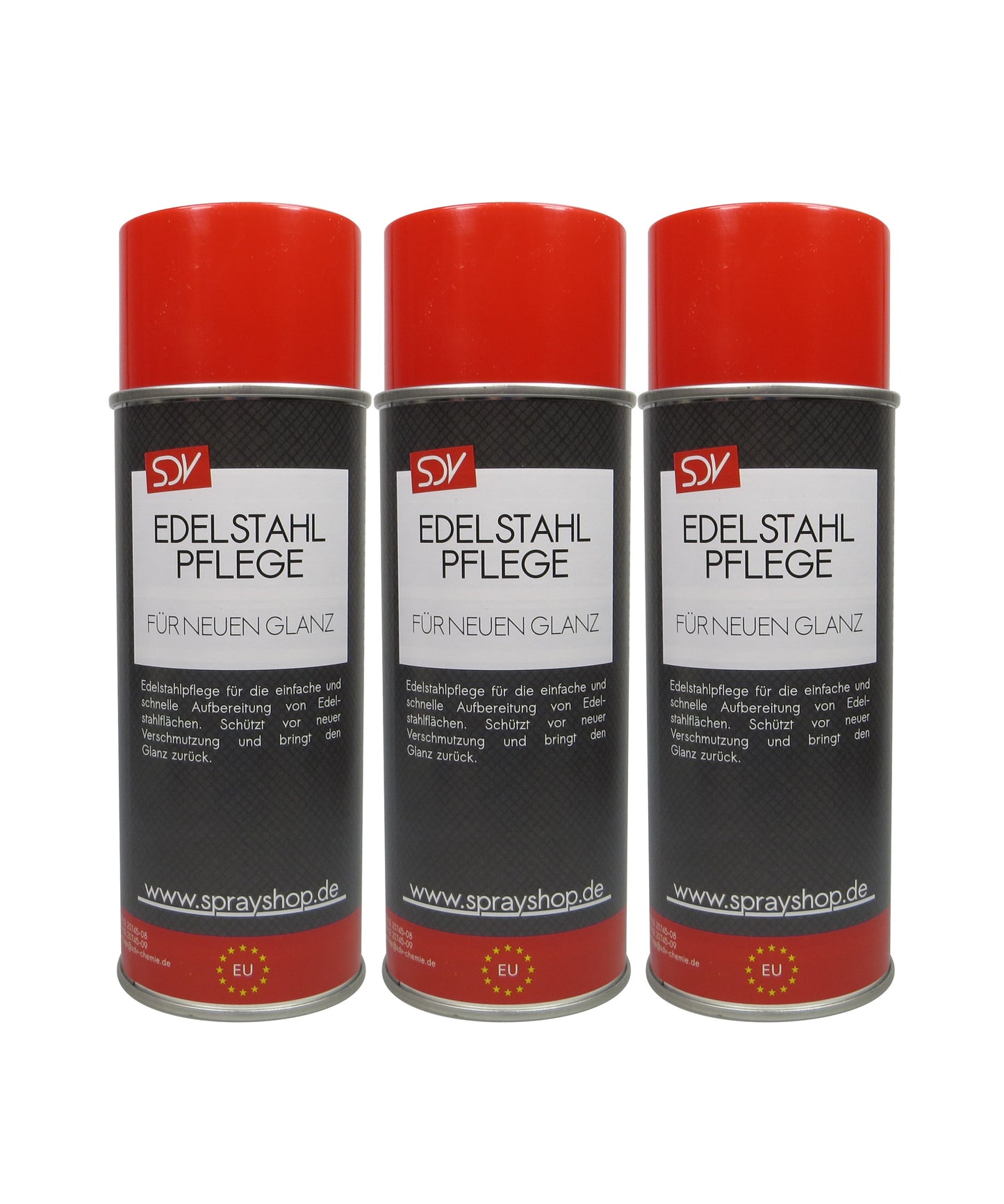 Edelstahlpflege Spray 3x 400ml V2A Edelstahl Pflege Reiniger