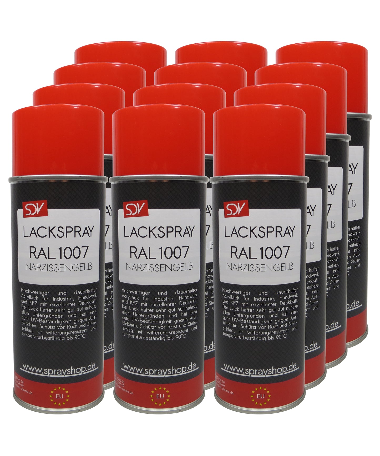 Lackspray RAL 1007 NARZISSENGELB glänzend 12x 400ml Acryllack