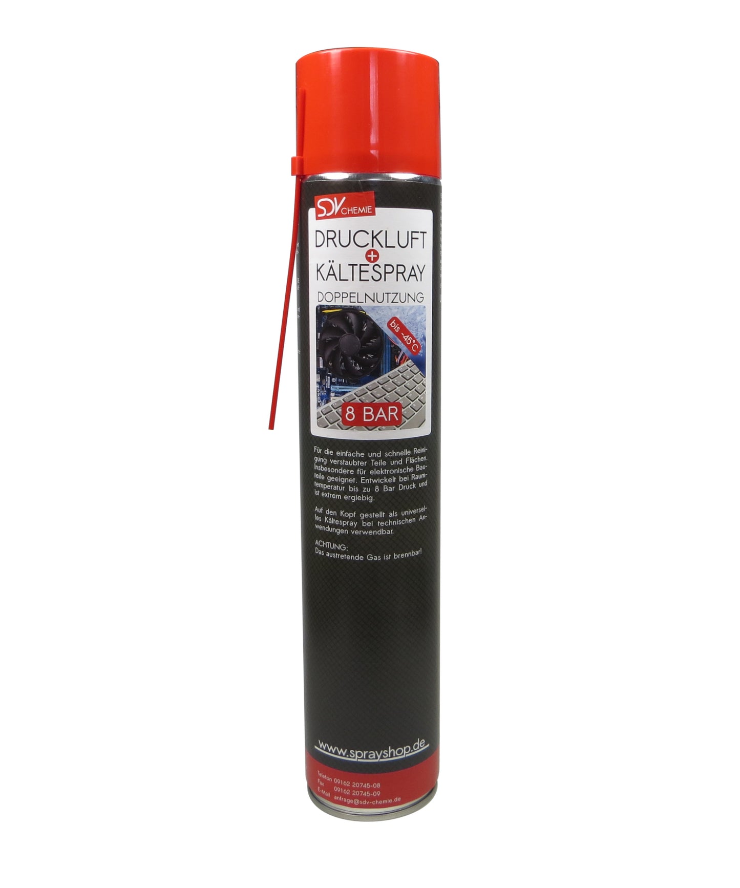 Druckluft- u. Kältespray 1x 750ml Druckluftreiniger Eis Kühl Spray