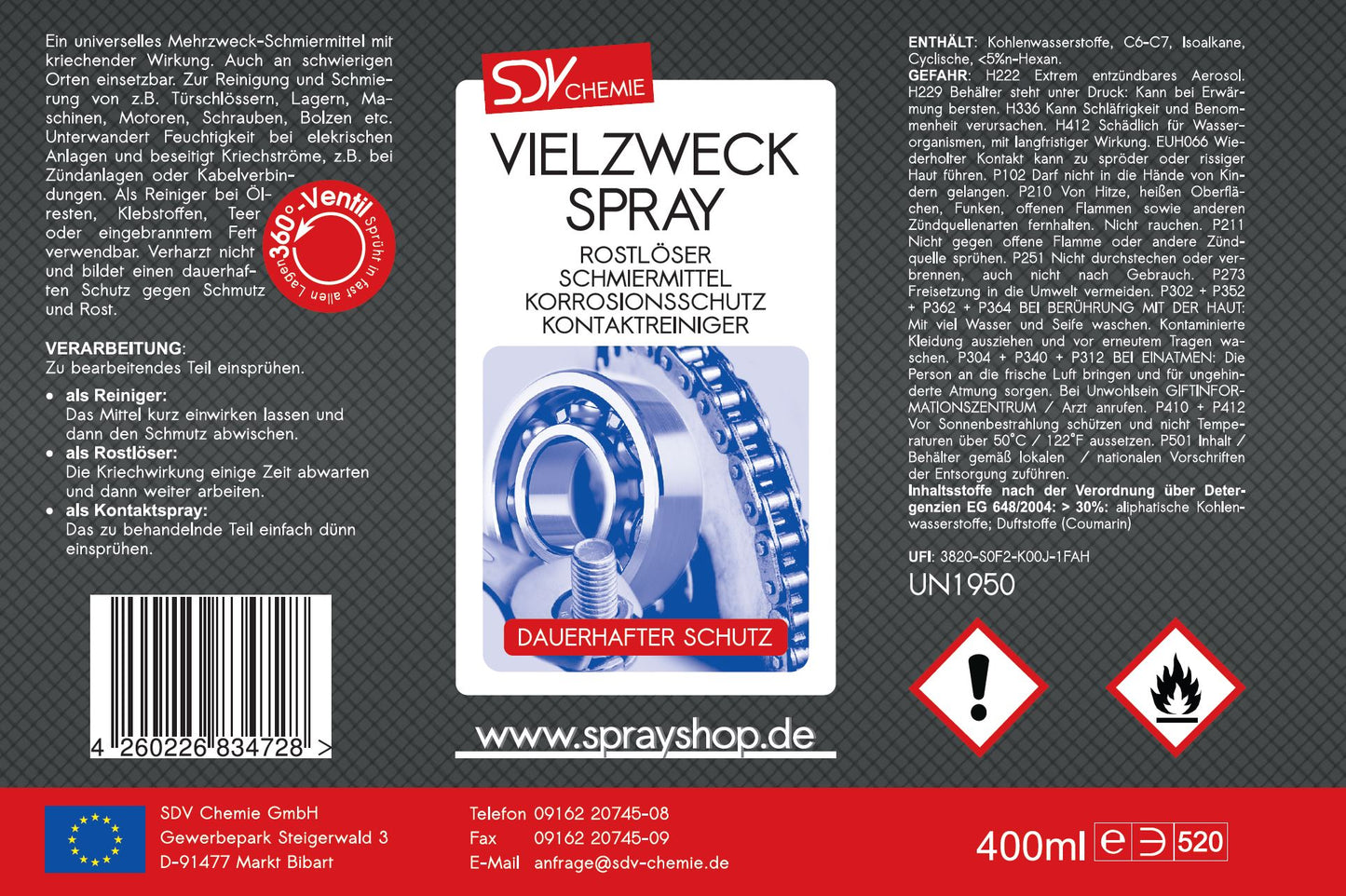 Vielzweckspray 400ml Etikett