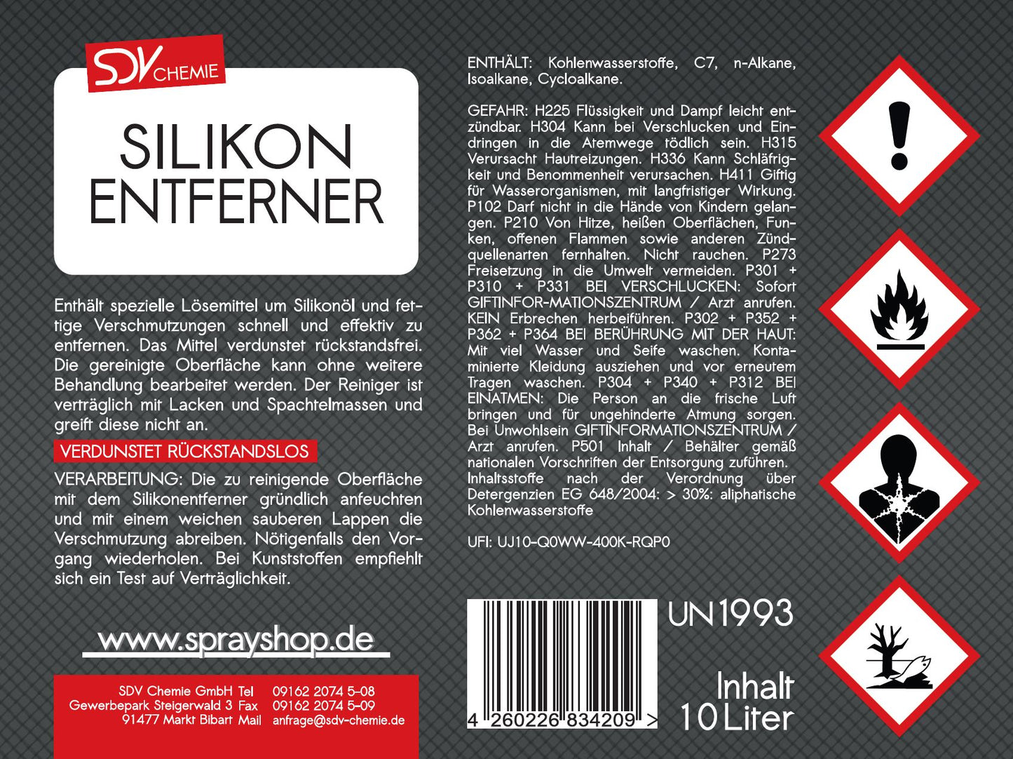 Silikonentferner 1x 10 Liter Kanister mit DIN 51 Gewinde