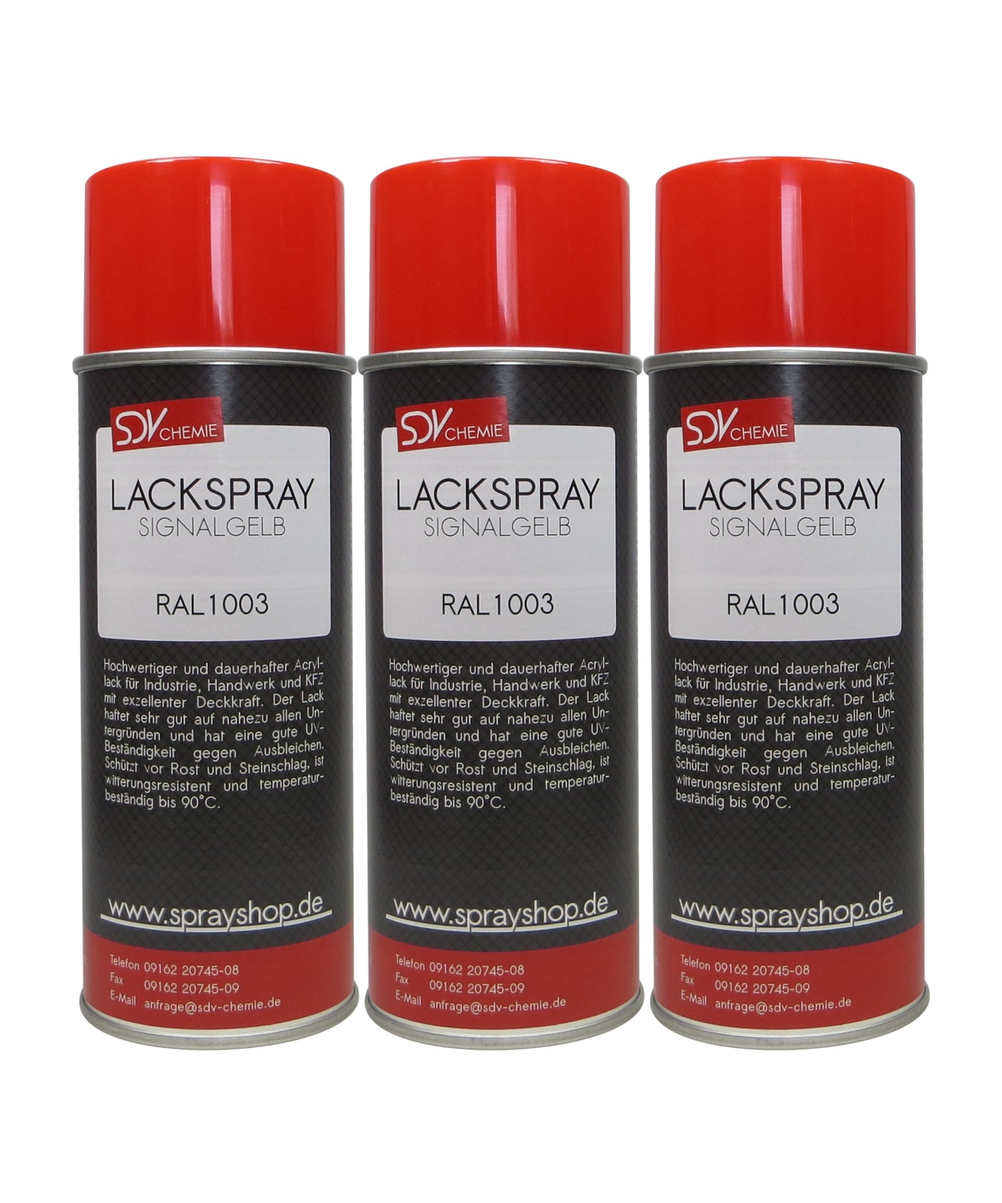 Lackspray RAL 1003 SIGNALGELB glänzend 3x 400ml Acryllack