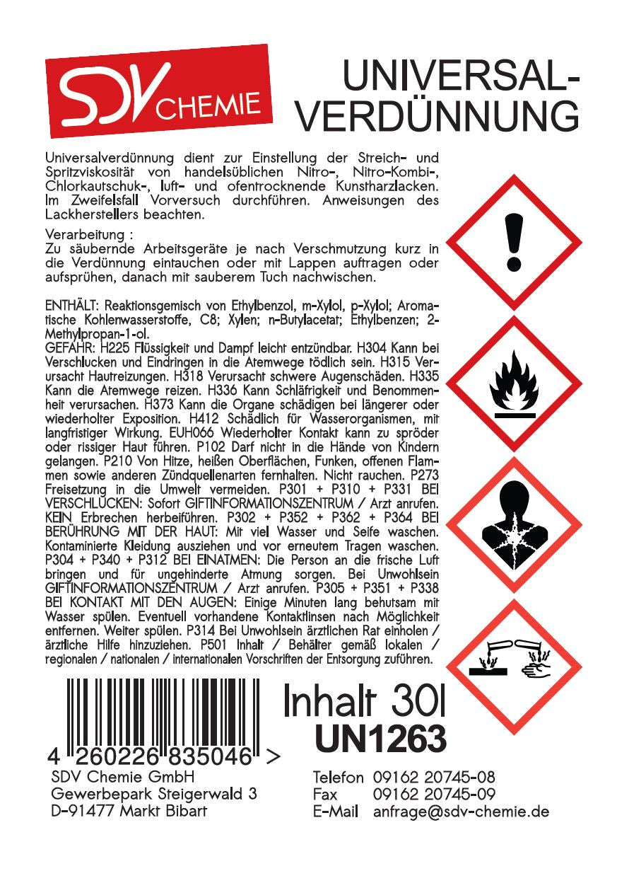 Universalverdünnung 1x 30 Liter Kanister Etikett