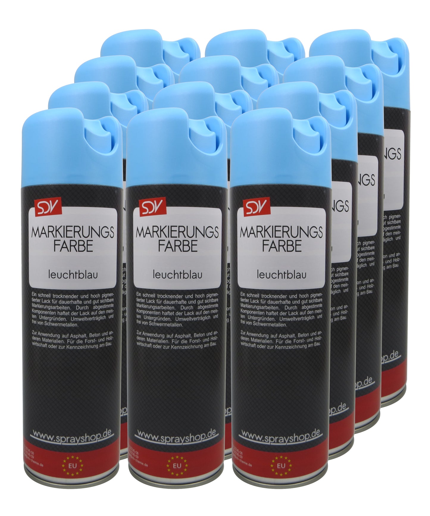Markierungsfarbe leuchtblau 12x 500ml Markierspray Markierungsspray
