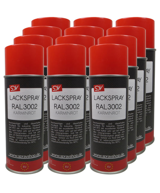 Lackspray RAL 3002 KARMINROT glänzend 12x 400ml Acryllack