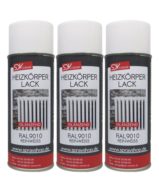 Heizkörperlack weiss glänzend 3x 400ml RAL 9010 Radiator