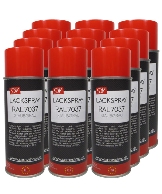 Lackspray RAL 7037 STAUBGRAU glänzend 12x 400ml Acryllack