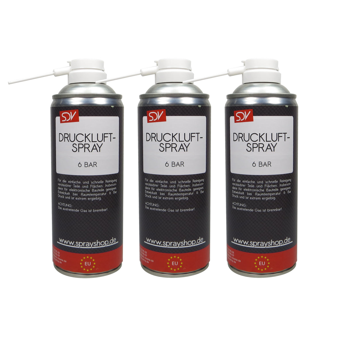 Druckluftspray 3x 400ml Air Duster Druckluftreiniger