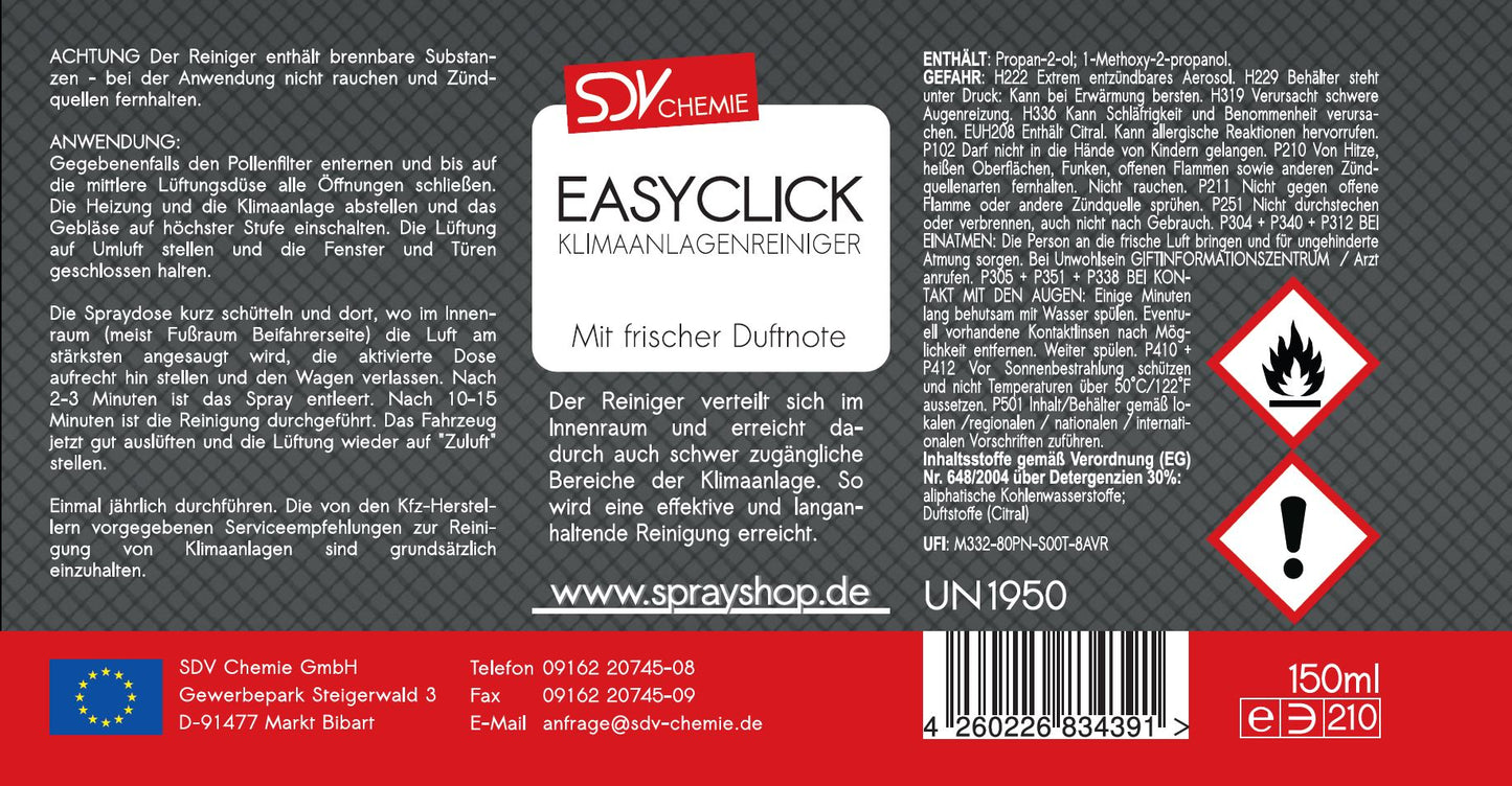 Klimaanlagenreiniger 150ml Etikett