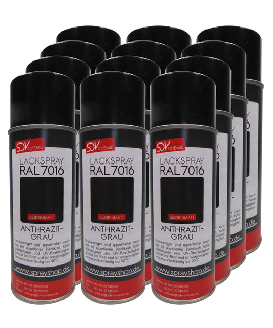 Lackspray RAL 7016 ANTHRAZITGRAU seidenmatt 12x 400ml grau Acryllack