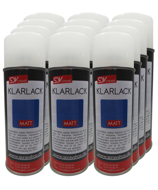 Klarlack Spray matt 12x 400ml Acryl Sprühlack