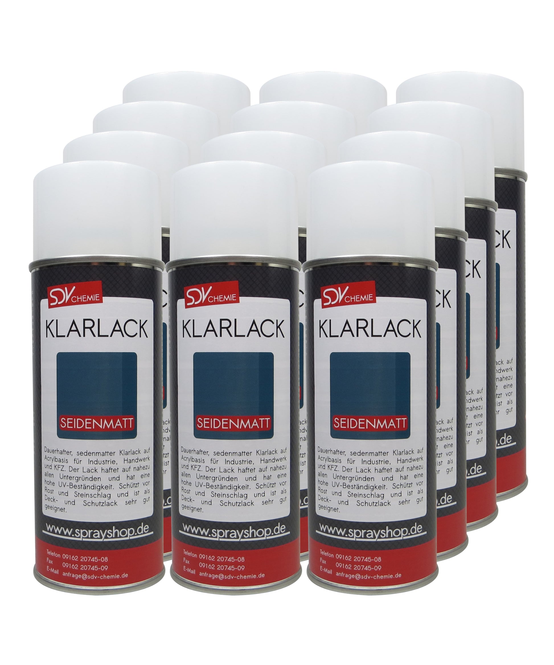 Klarlack Spray seidenmatt 12x 400ml schnelltrocknend Acryl Sprühlack