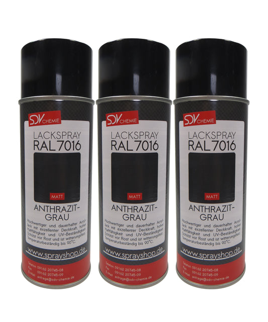 Lackspray RAL 7016 ANTHRAZITGRAU matt 3x 400ml grau Acryllack