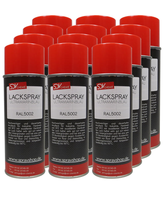 Lackspray RAL 5002 ULTRAMARINBLAU glänzend 12x 400ml Acryllack