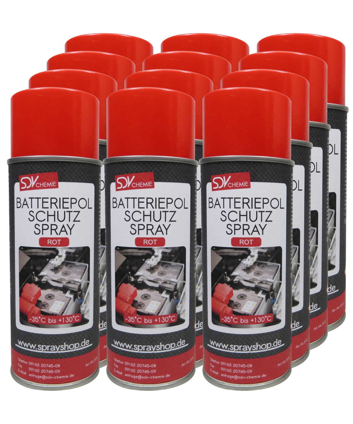 Batteriepolspray rot 12x 400ml Batteriepol Schutz Fett Kontaktfett