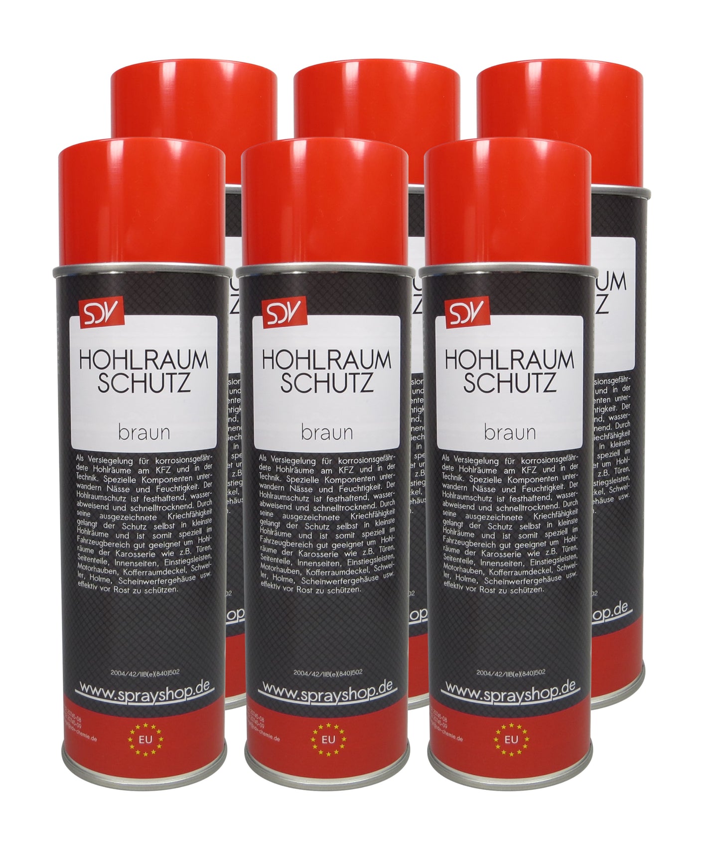 Hohlraumschutz braun 6x 500ml + 60cm Sonde Hohlraumspray Versiegelung