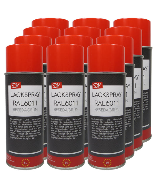 Lackspray RAL 6011 RESEDAGRÜN glänzend 12x 400ml Acryllack