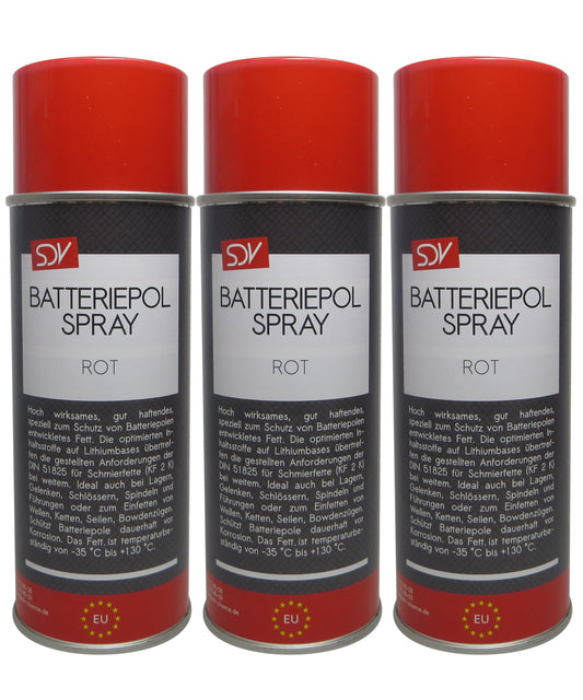 Batteriepolspray rot 3x 400ml Batteriepol Schutz Fett Kontaktfett