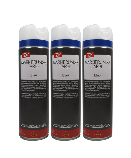 Markierungsfarbe blau 3x 500ml Markierspray Markierungsspray