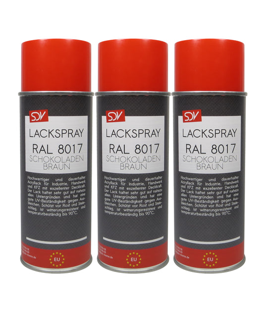 Lackspray RAL 8017 SCHOKOLADENBRAUN glänzend 3x 400ml Acryllack