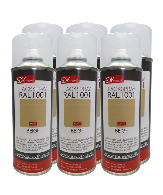 Lackspray RAL 1001 BEIGE matt 6x 400ml Acryllack