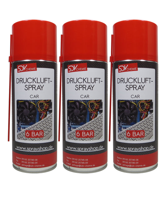 Druckluftspray CAR 3x 400ml Air Duster Druckluftreiniger