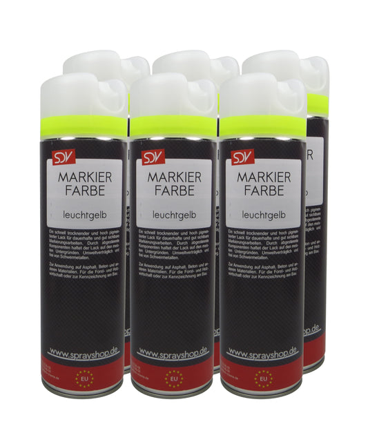 Markierungsfarbe gelb 6x 500ml Markierspray Markierungsspray