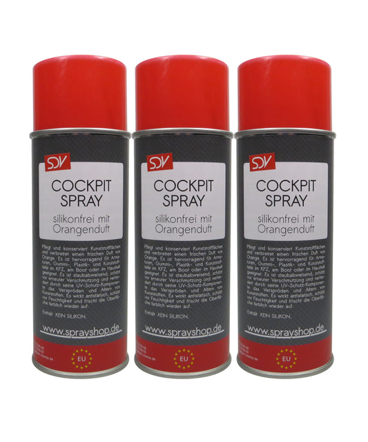 Cockpitspray Orangenduft silikonfrei 3x 400ml Cockpit Pflege Reiniger