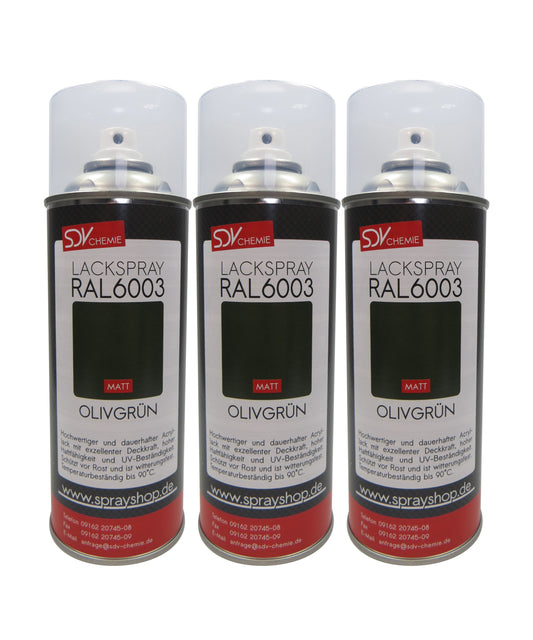 Lackspray RAL 6003 OLIVGRÜN matt 3x 400ml grün Acryllack